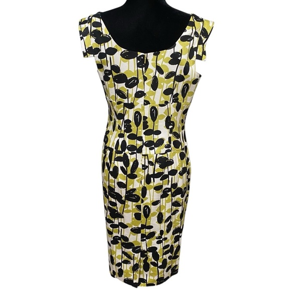 Adrianna Papell Leaf Print Dress Size 12 Retro Mod Party Wiggle Style - Picture 3 of 6